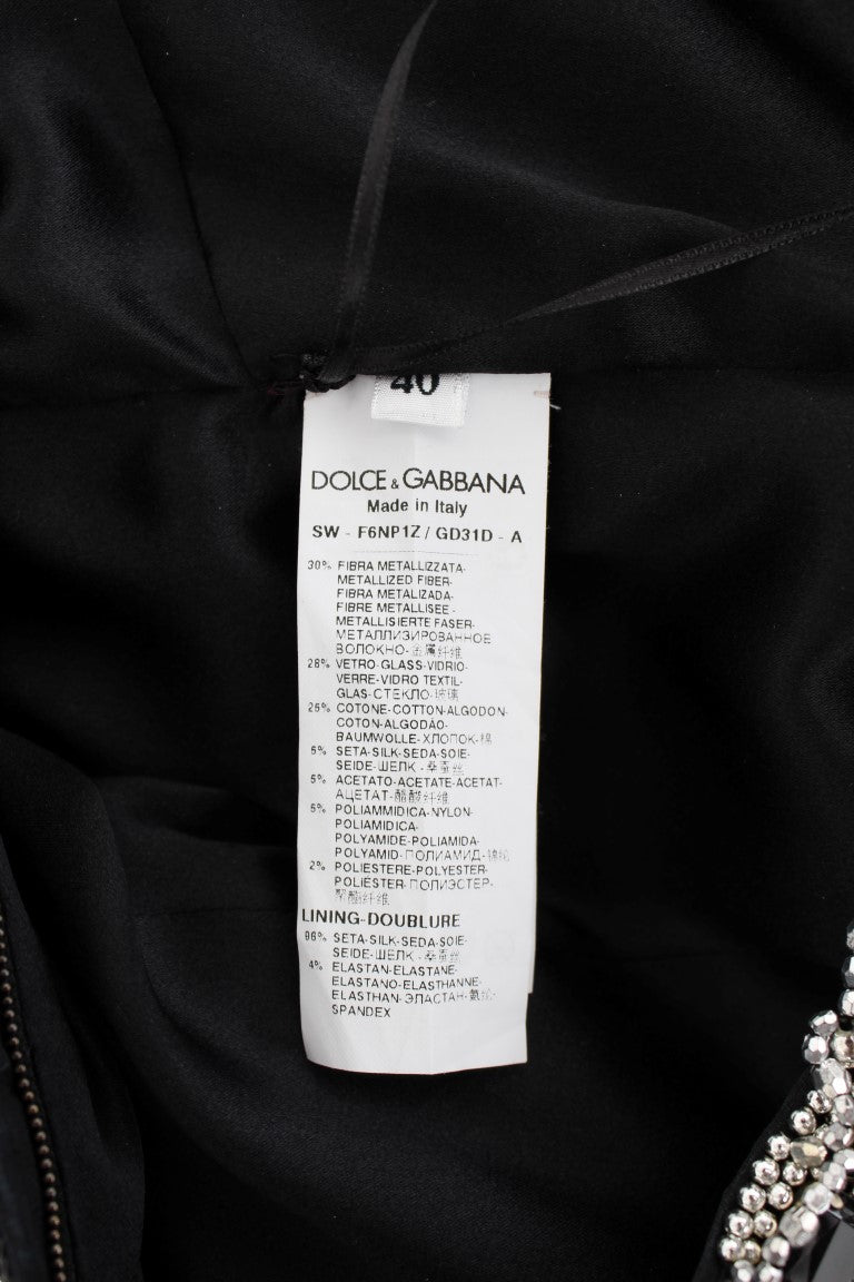 Dolce & Gabbana Crystal Silver Runway Handmade Dress