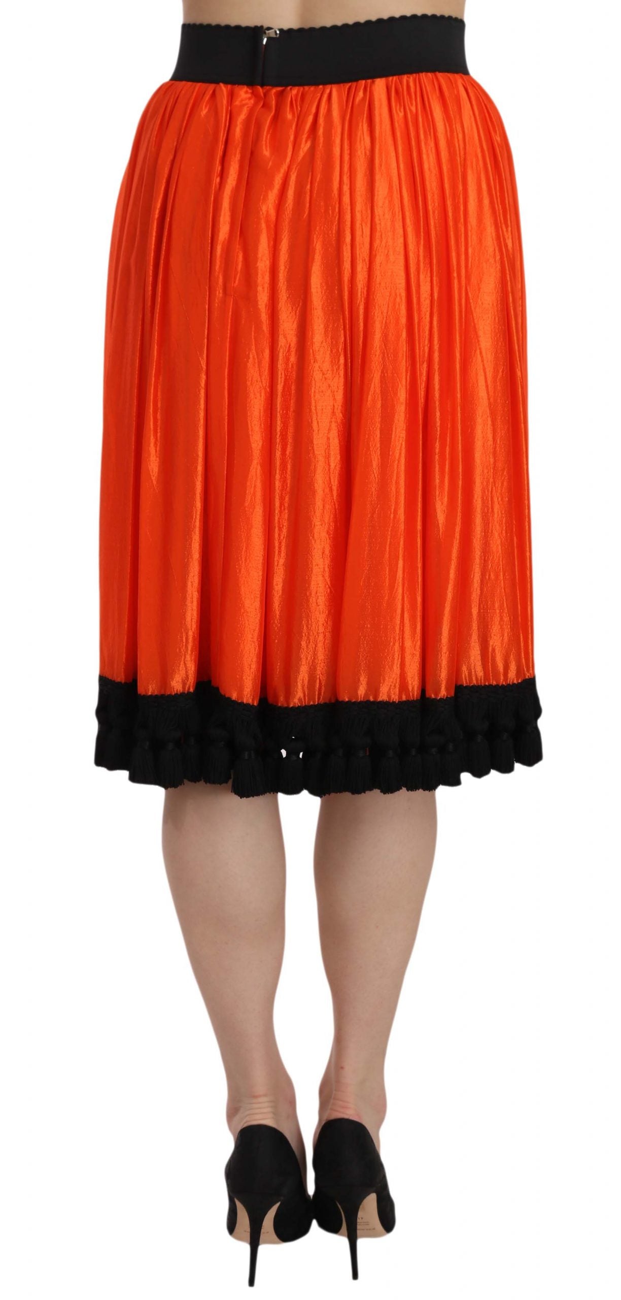 Dolce & Gabbana Orange High Waist Knee Length Skirt