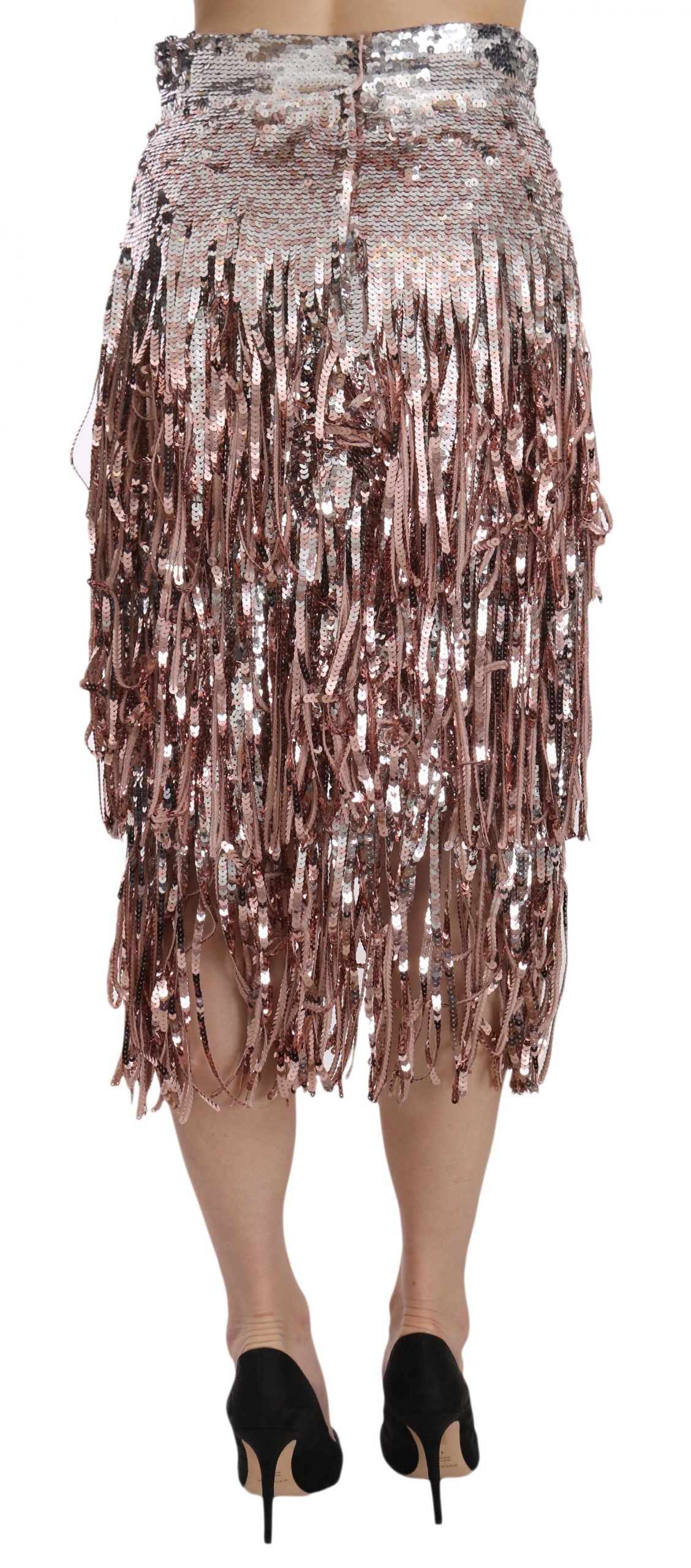 Dolce & Gabbana Sequin Embellished Fringe Midi Pencil Skirt