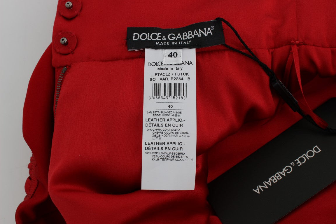 Dolce & Gabbana Red Silk Roses Sicily Shorts