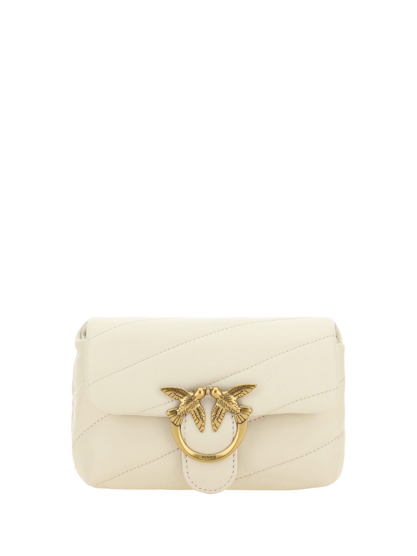 PINKO White Calf Leather Love Baby Small Shoulder Bag