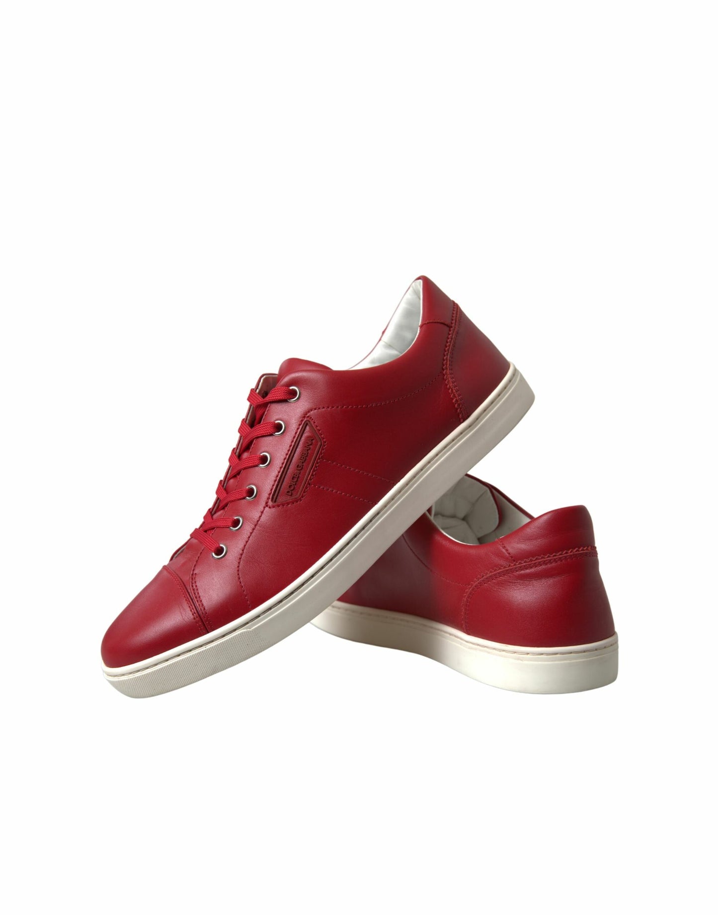 Dolce & Gabbana Shoes Red Portofino Leather Low Top Mens Sneakers