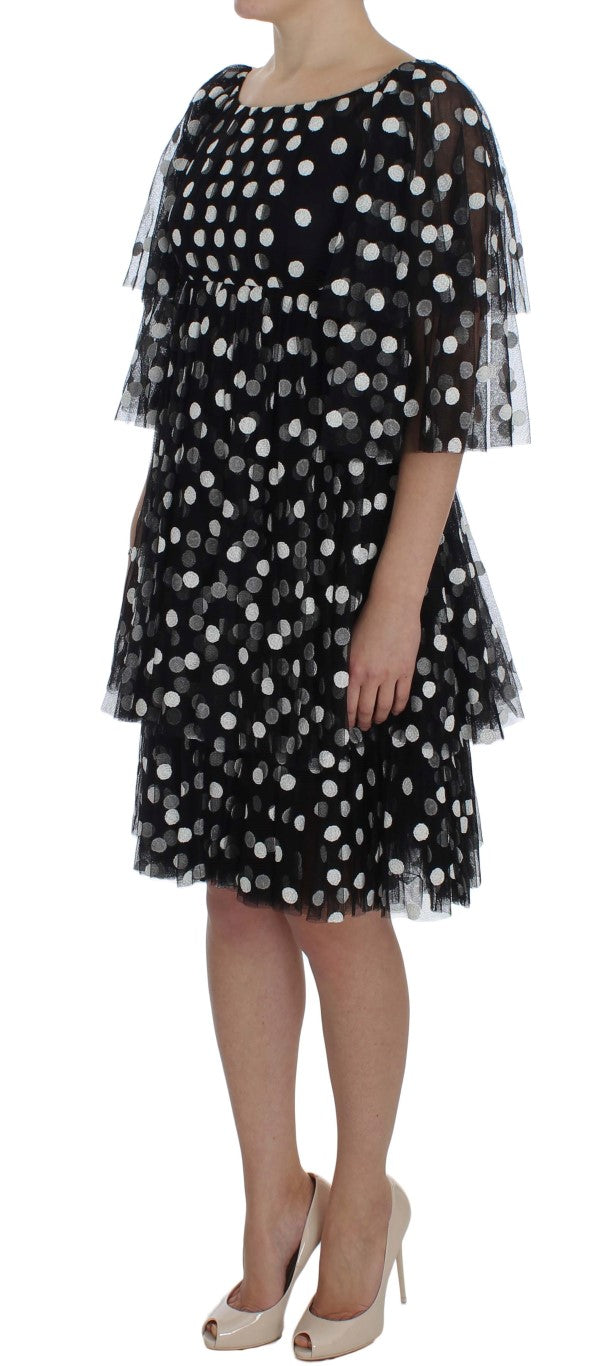 Dolce & Gabbana Black White Polka Dotted Ruffled Dress