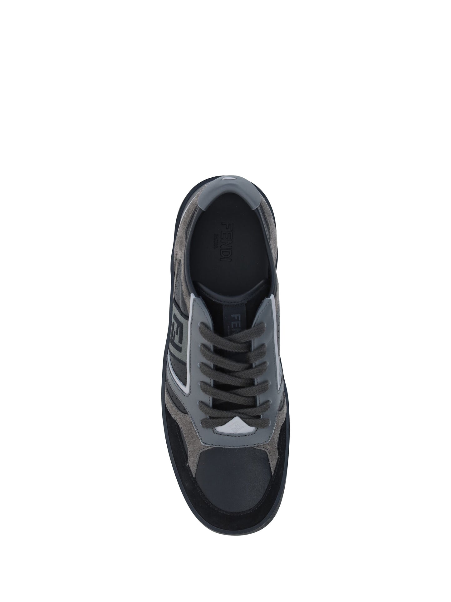 Fendi Black Calf Leather Low Top Sneakers