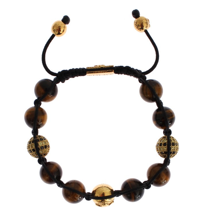 Nialaya CZ Brown Tigers Eye 925 Silver Bracelet