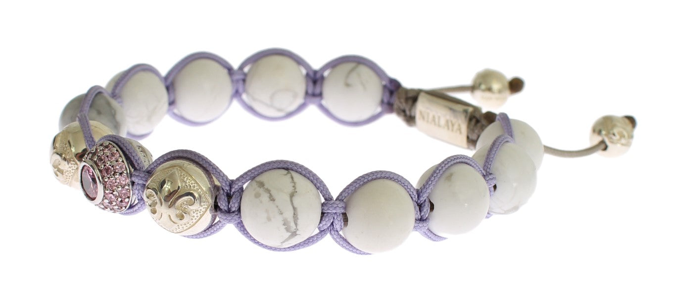 Nialaya Purple CZ Howlite 925 Silver Bracelet