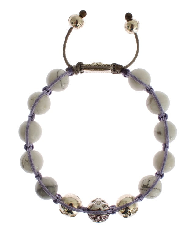 Nialaya Purple CZ Howlite 925 Silver Bracelet