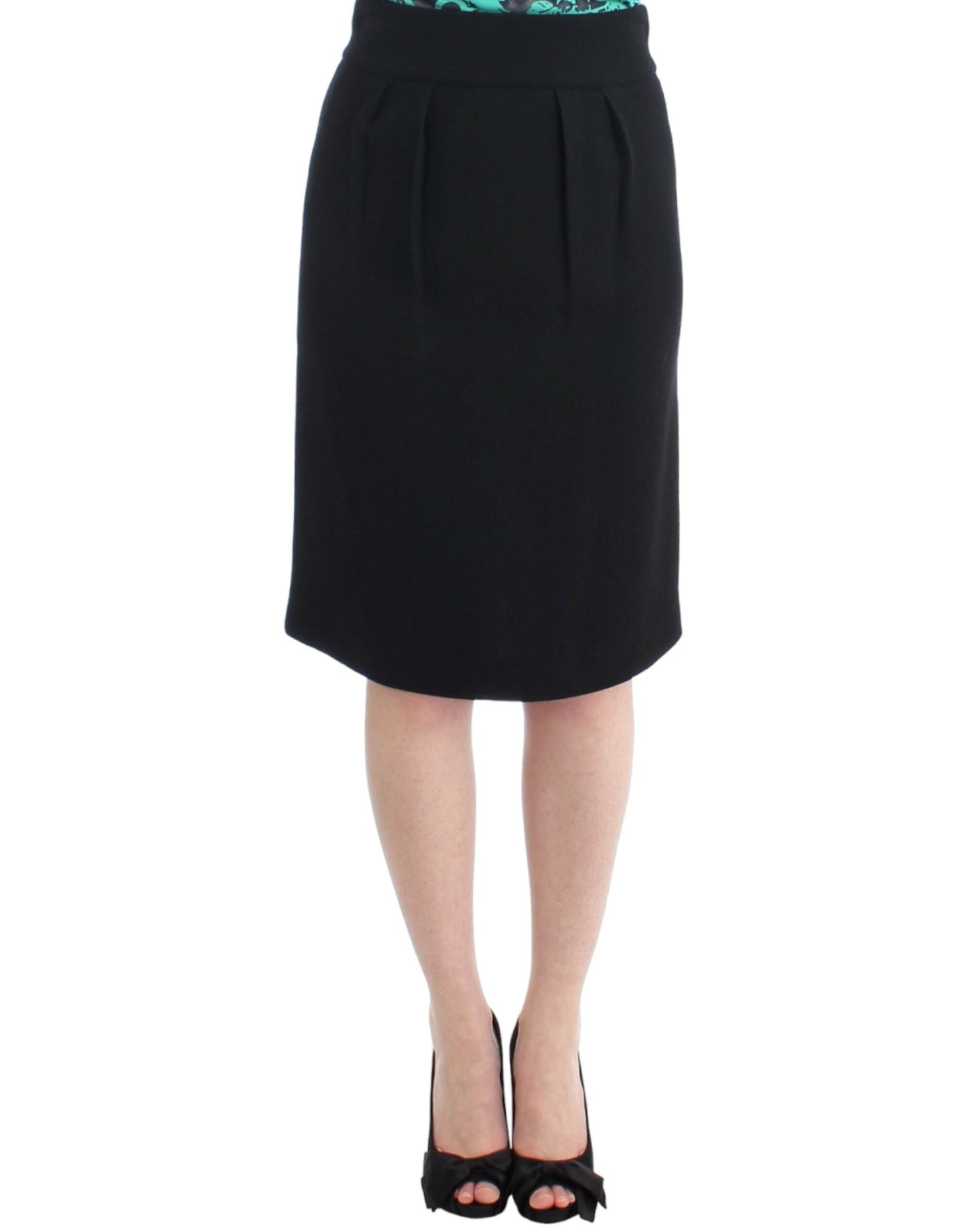 Cavalli Black wool pencil skirt