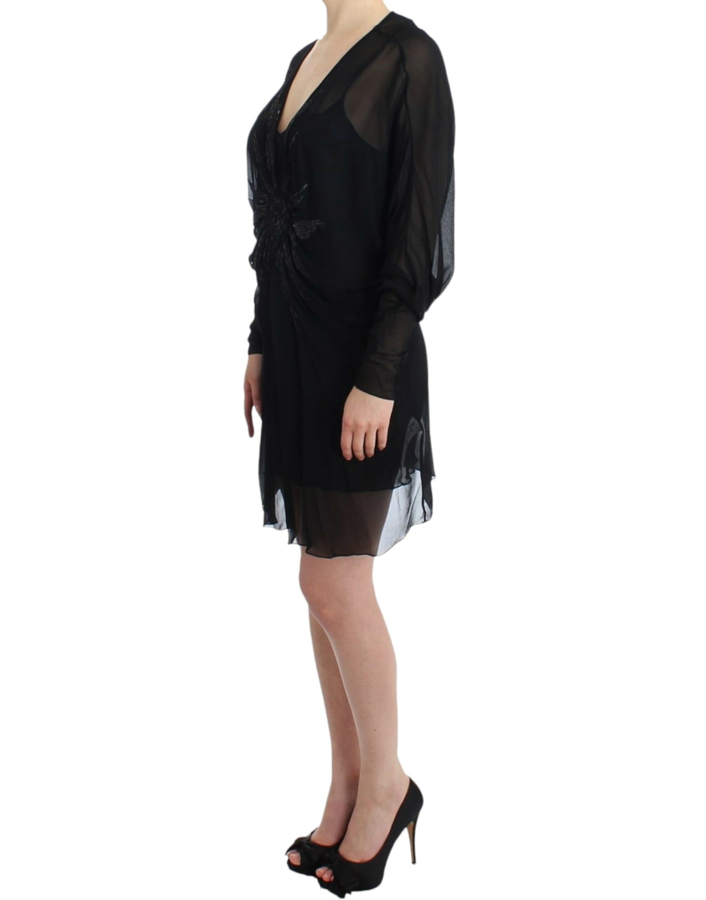 Cavalli Black long sleeve silk dress