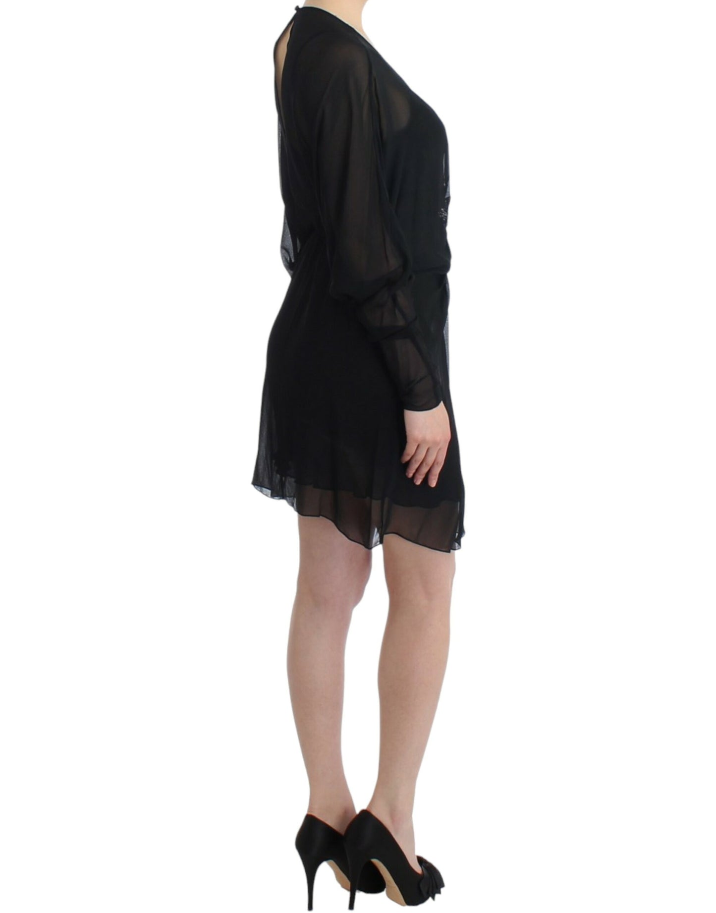 Cavalli Black long sleeve silk dress