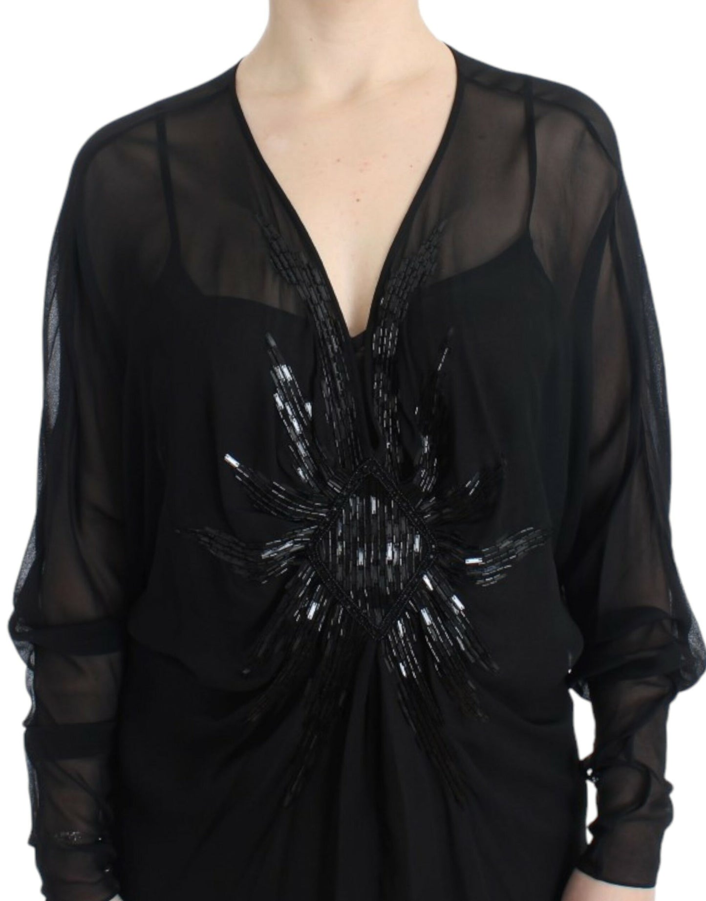 Cavalli Black long sleeve silk dress