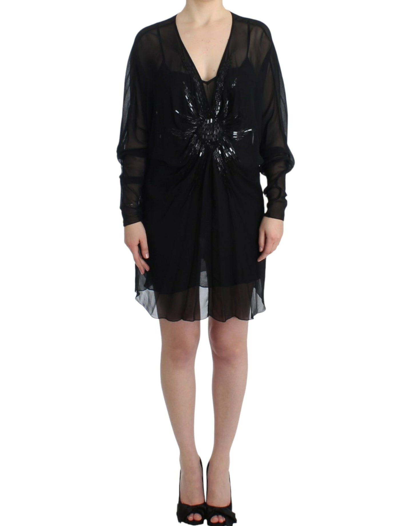 Cavalli Black long sleeve silk dress