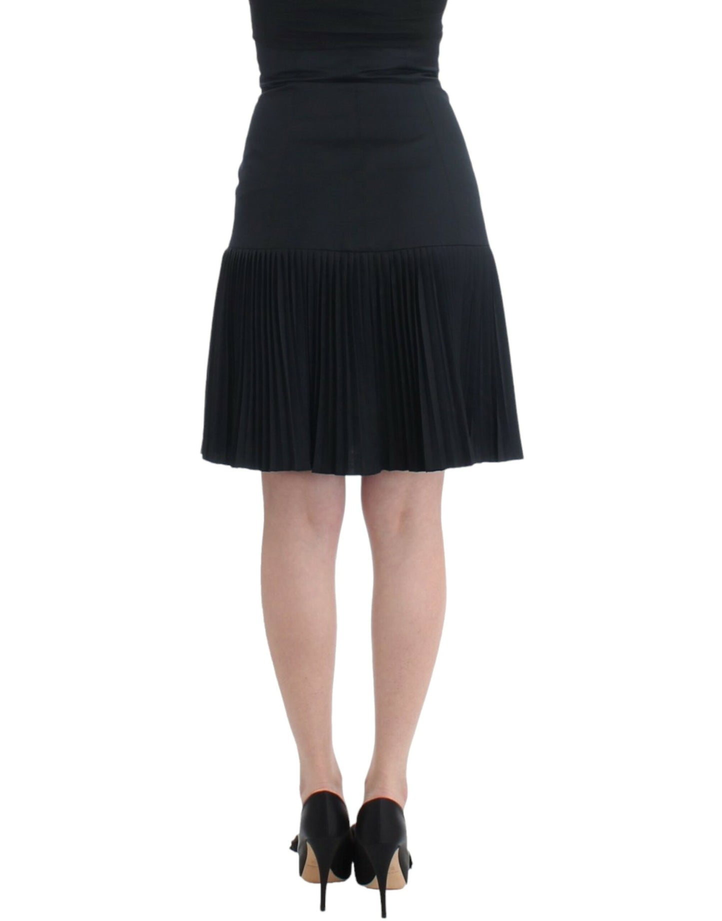 Cavalli Black Pleated Laced Skirt