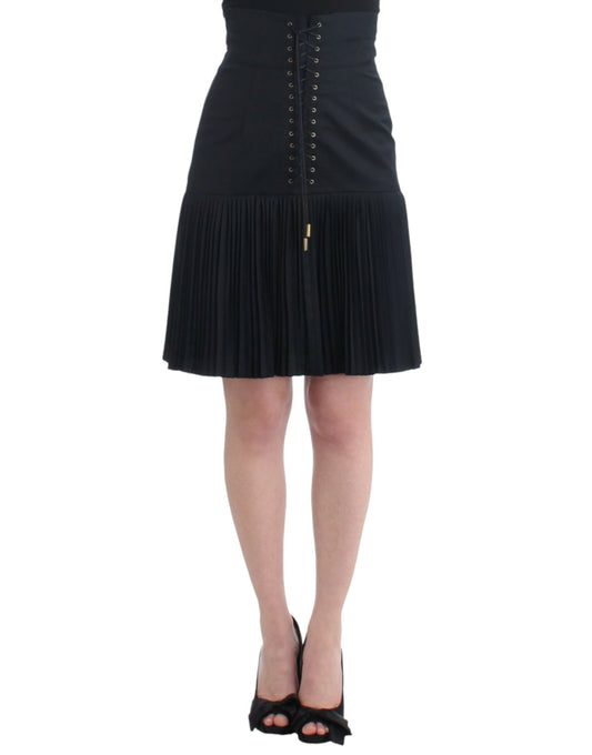 Cavalli Black Pleated Laced Skirt