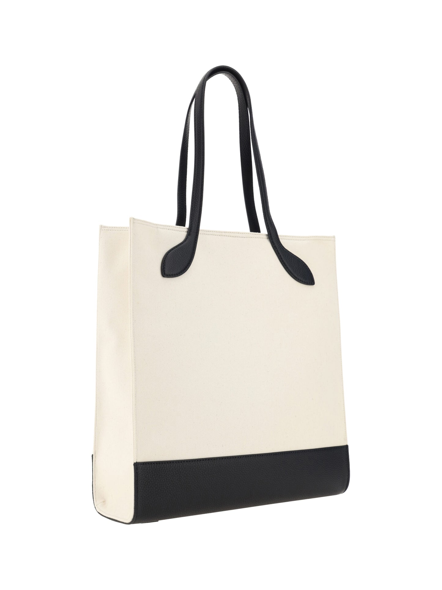 Bally White and Black Leather Tote Shoulder Bag