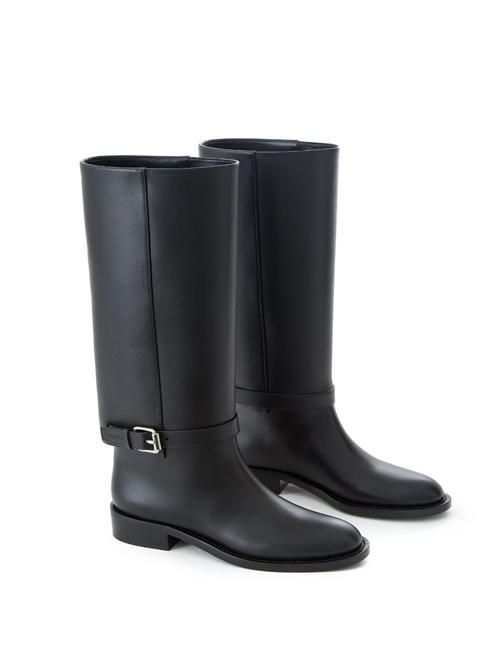 Burberry Buckle Embellished Leather Black Boots