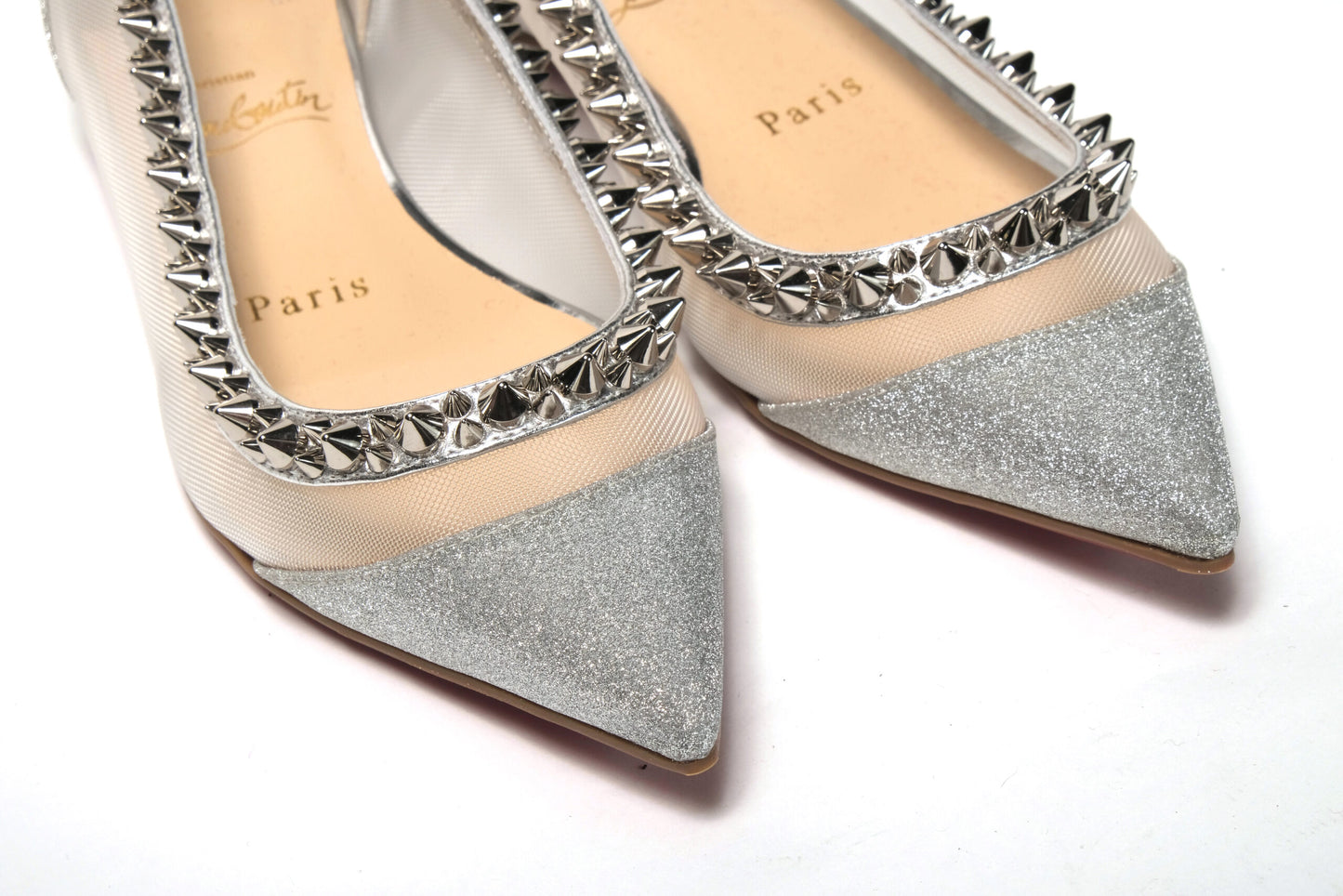 Christian Louboutin Silver Flat Point Toe Shoe