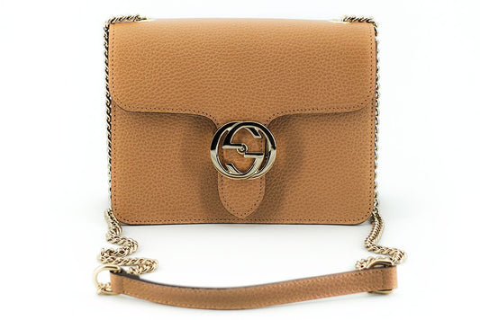 Gucci Beige Calf Leather Dollar Shoulder Bag