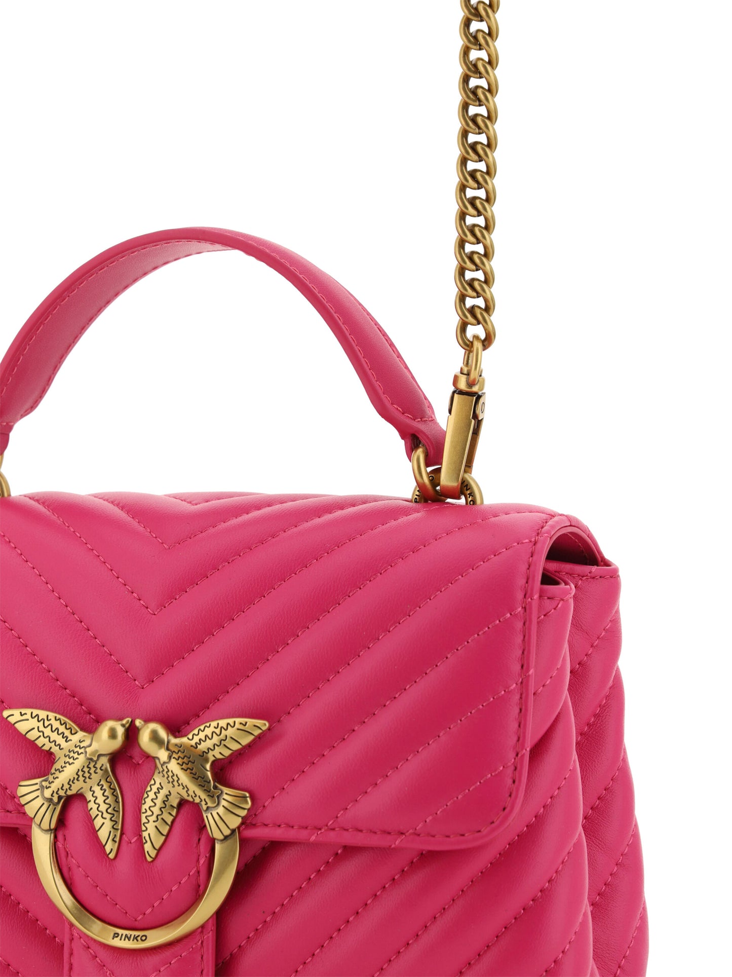 PINKO Pink Calf Leather Love Lady Mini Handbag