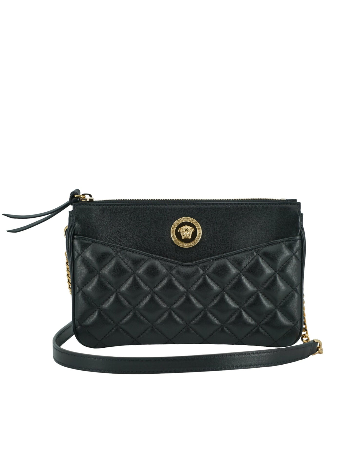 Versace Black Lamb Leather Pouch Crossbody Bag