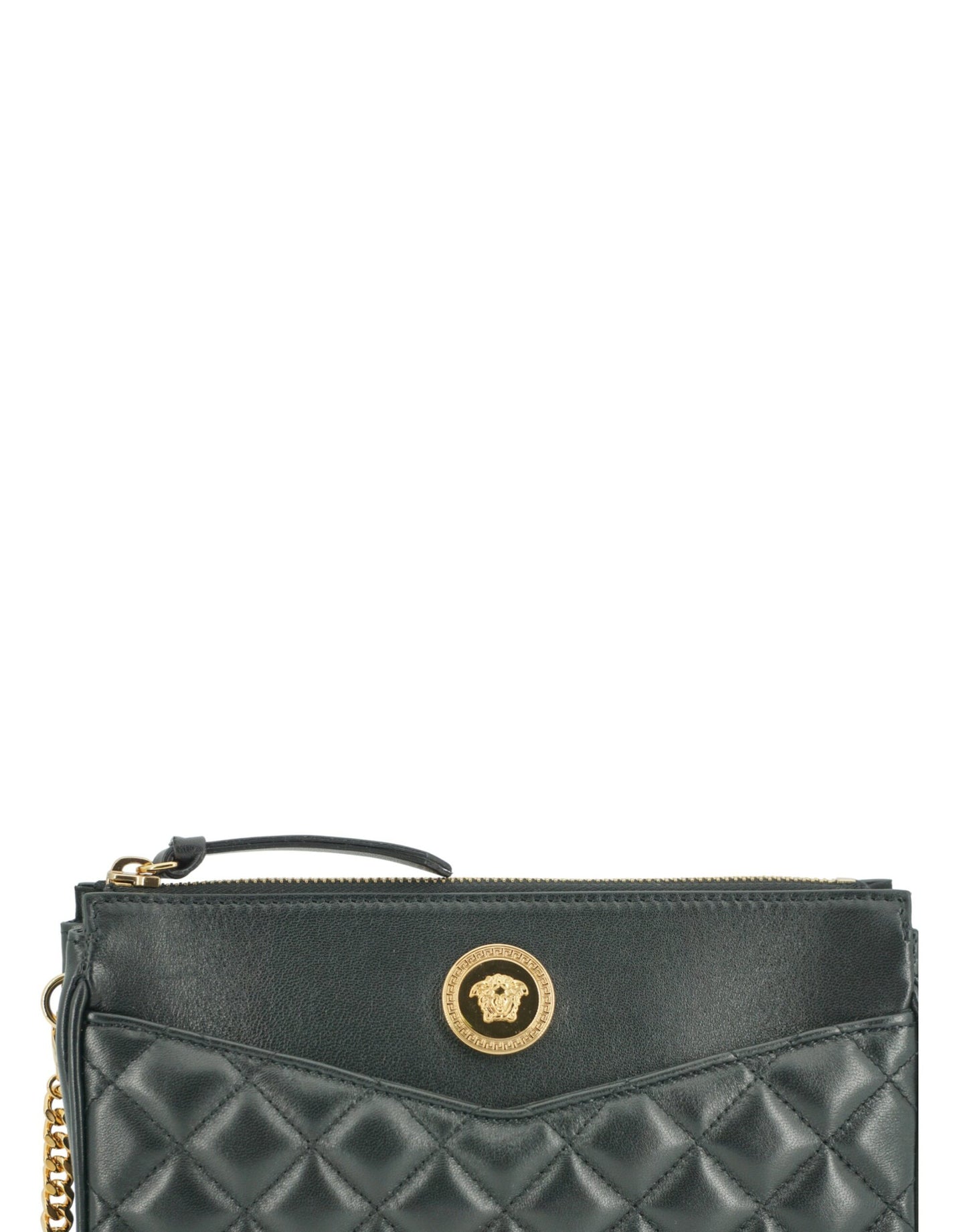 Versace Black Lamb Leather Pouch Crossbody Bag