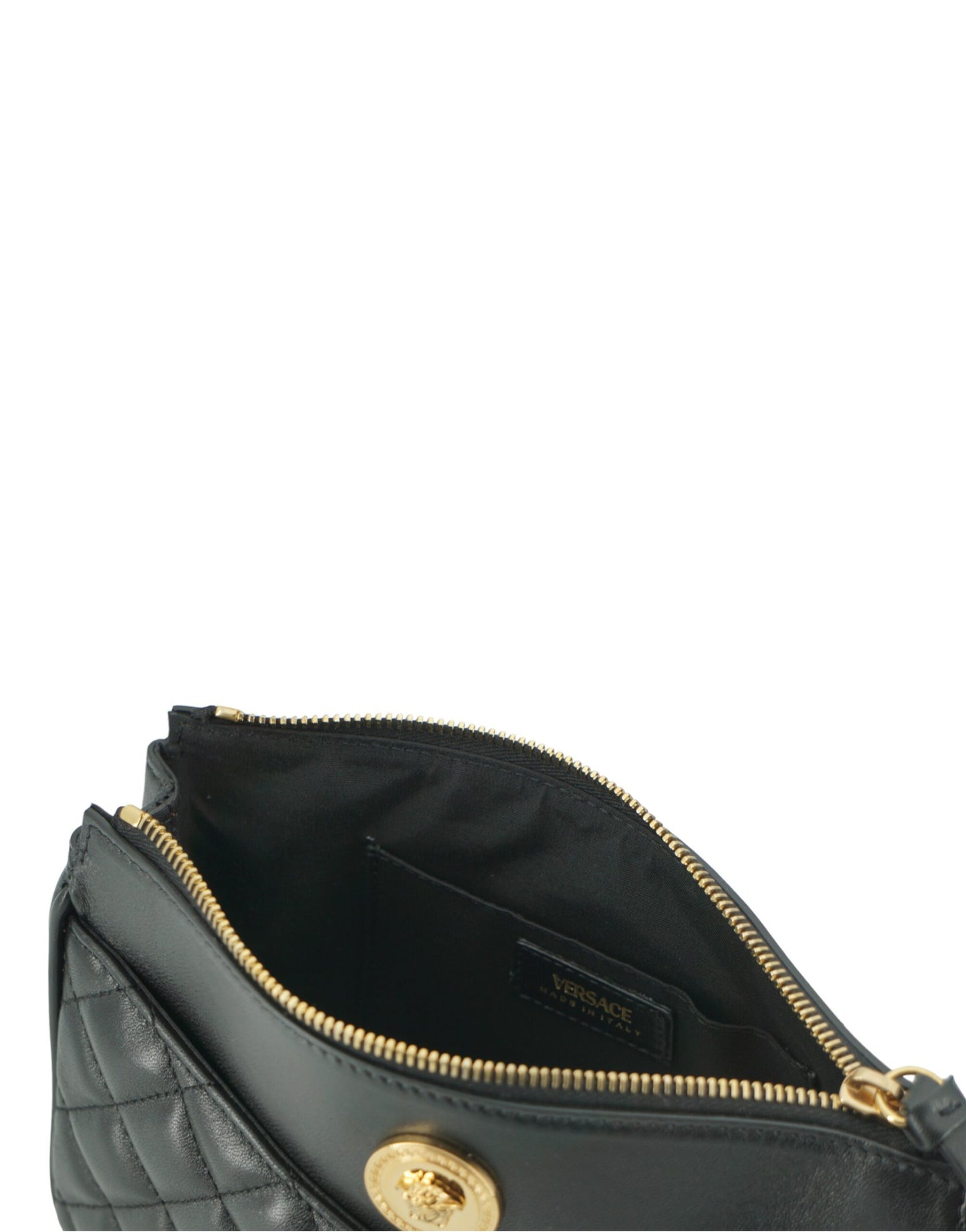 Versace Black Lamb Leather Pouch Crossbody Bag