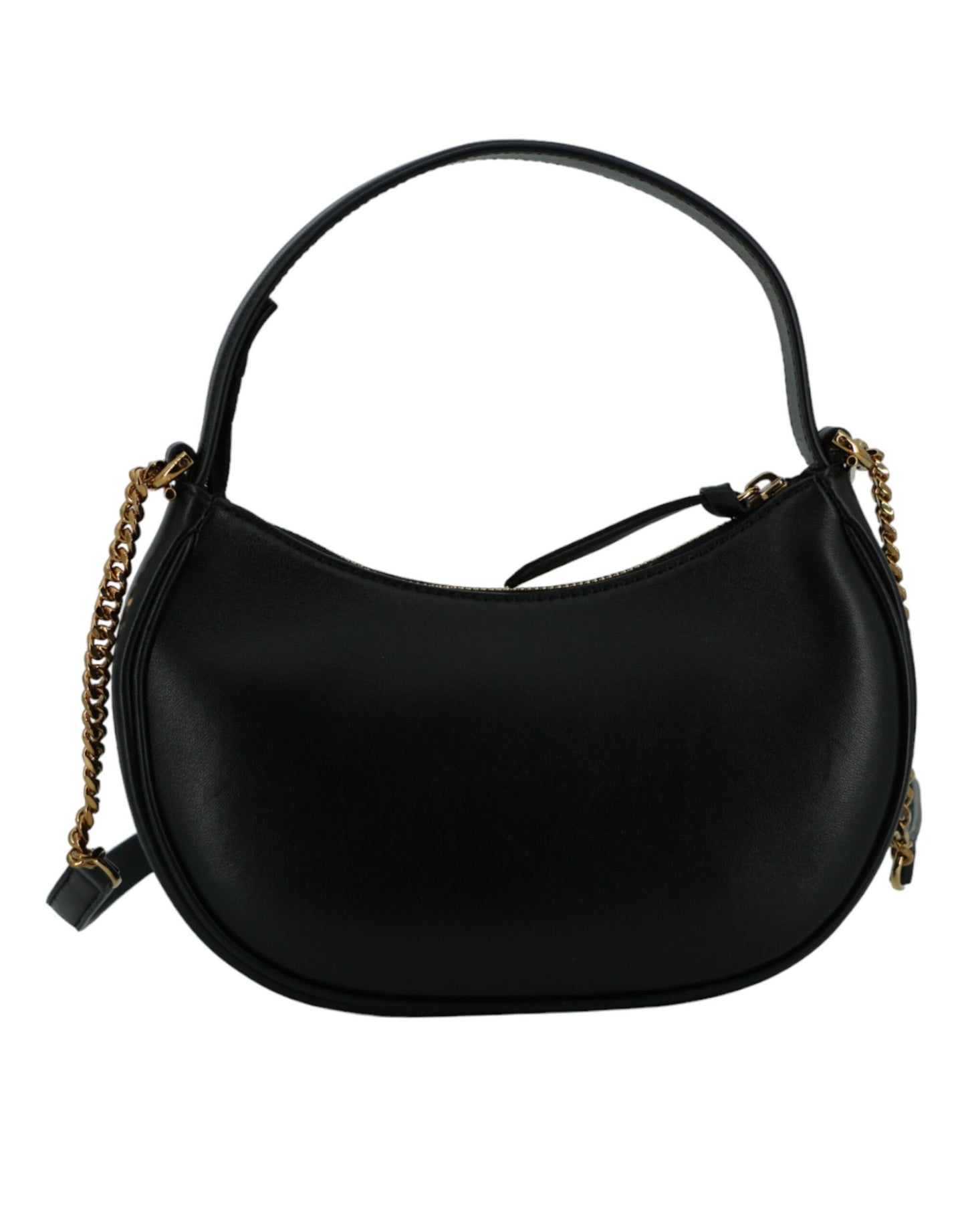 Versace Black Leather Half Moon Shoulder Bag