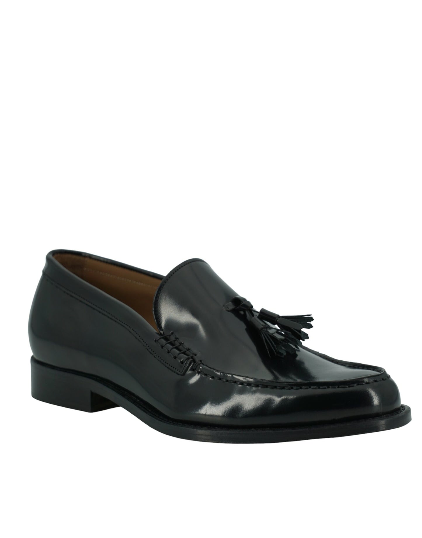 Saxone of Scotland Black Spazzolato Leather Mens Loafers Shoes