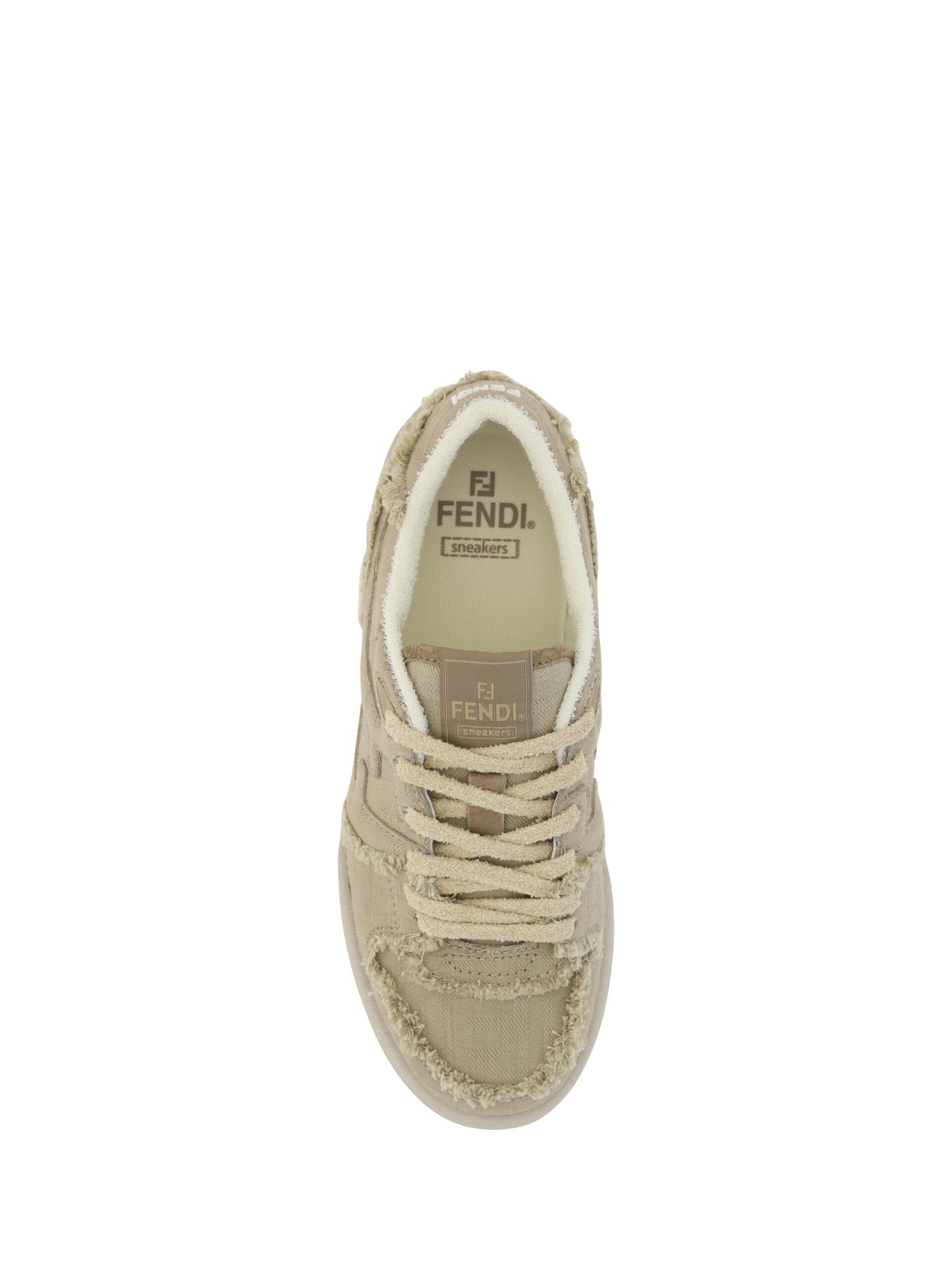 Fendi Grey Calf Leather Low Top Sneakers