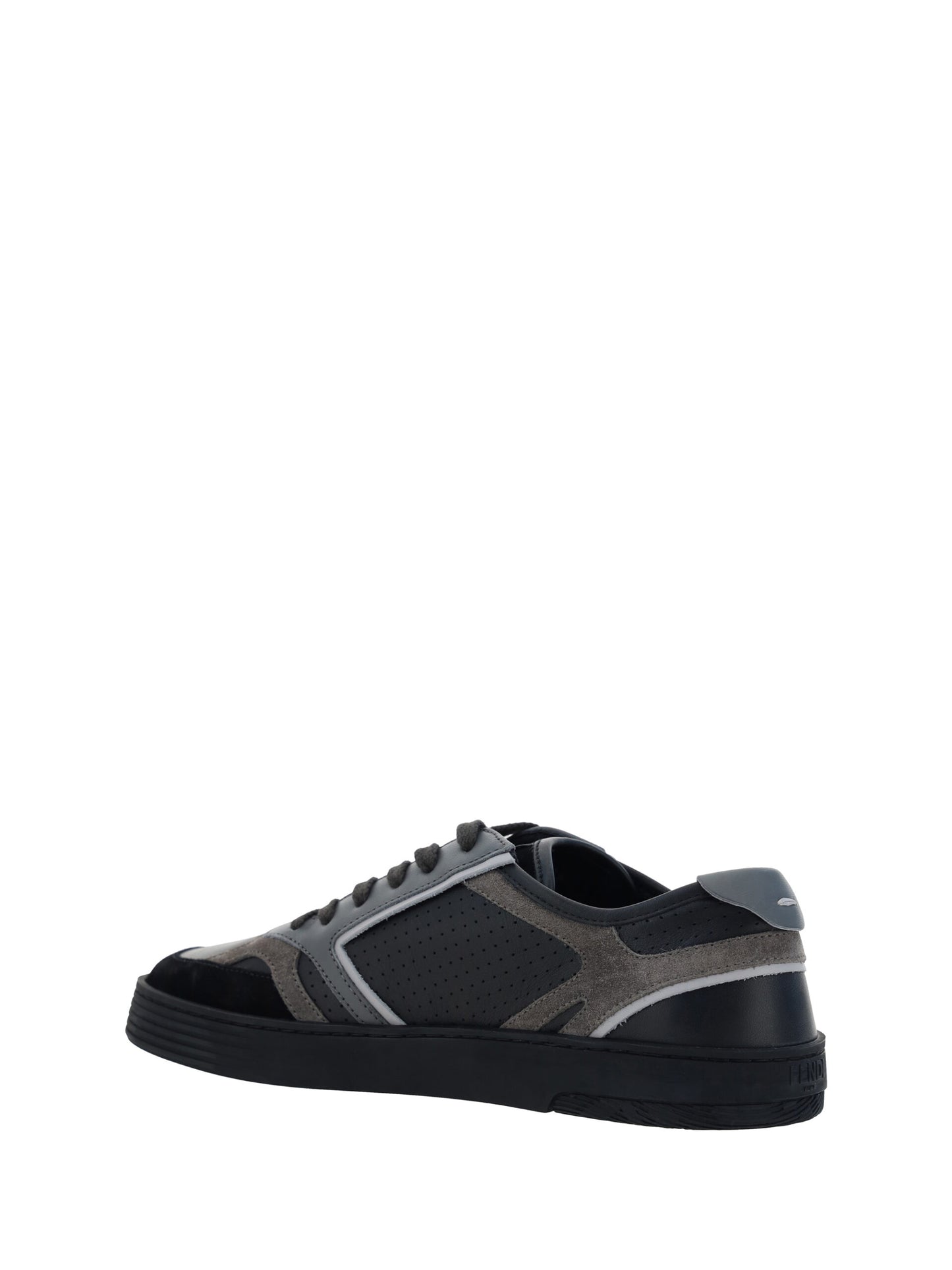 Fendi Black Calf Leather Low Top Sneakers