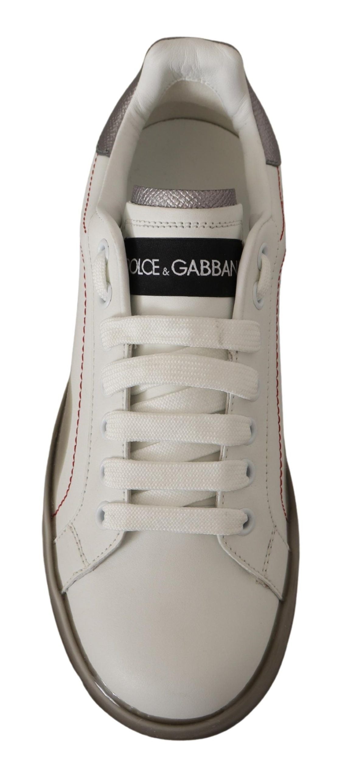 Dolce & Gabbana White Leather Shoes Womens Logo Portofino Sneakers