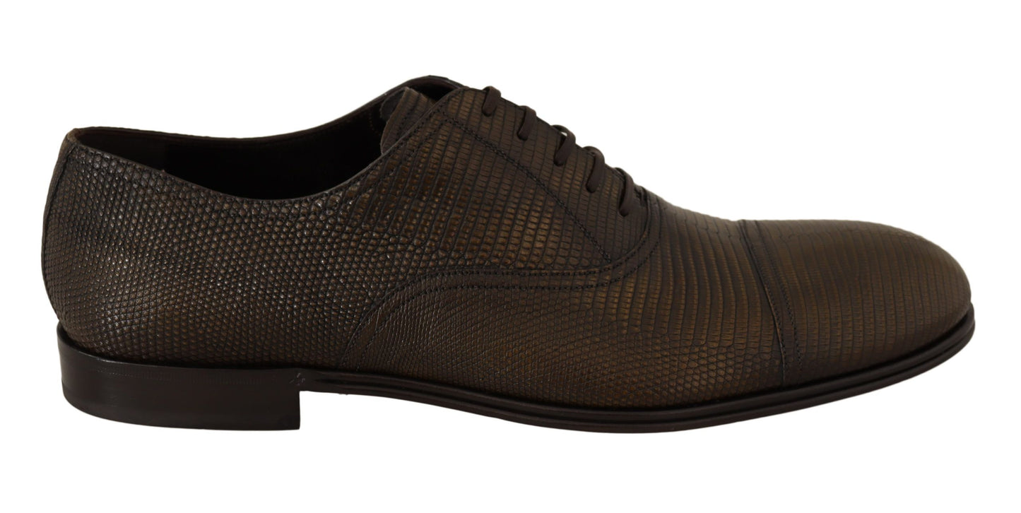 Dolce & Gabbana Brown Lizard Leather Dress Oxford Shoes