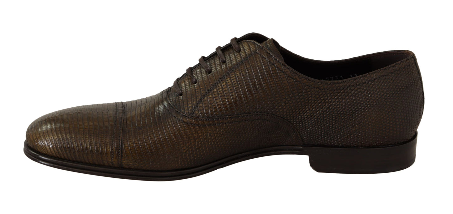 Dolce & Gabbana Brown Lizard Leather Dress Oxford Shoes