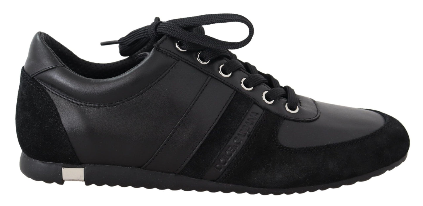 Dolce & Gabbana Black Logo Leather Casual Sneakers Shoes