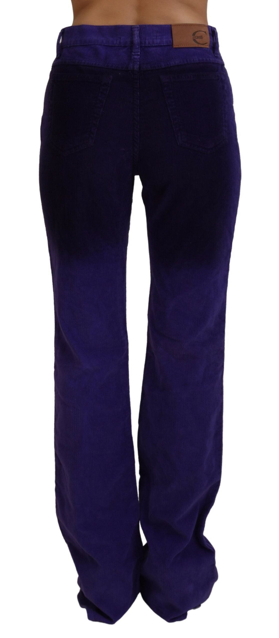 Just Cavalli Purple Cotton Corduroy Women Pants