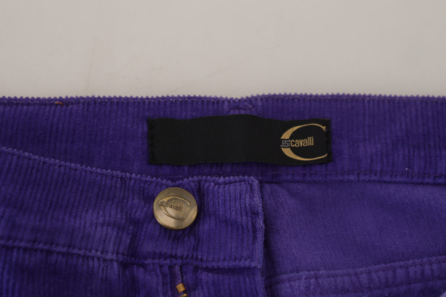 Just Cavalli Purple Cotton Corduroy Women Pants