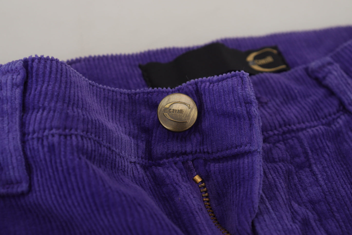 Just Cavalli Purple Cotton Corduroy Women Pants