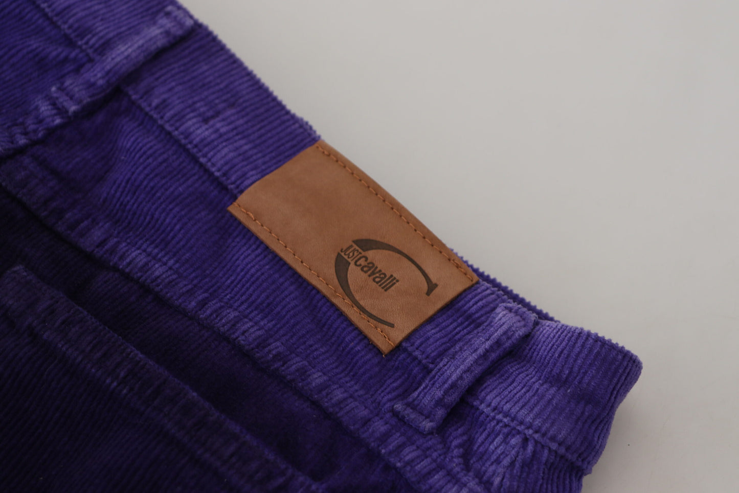 Just Cavalli Purple Cotton Corduroy Women Pants