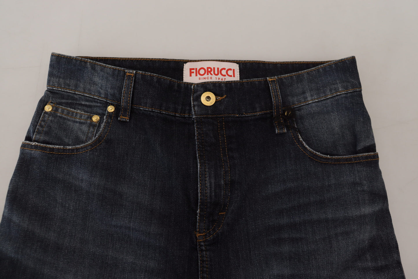 Fiorucci Dark Blue Washed Mid Waist Pencil Cut Denim Skirt