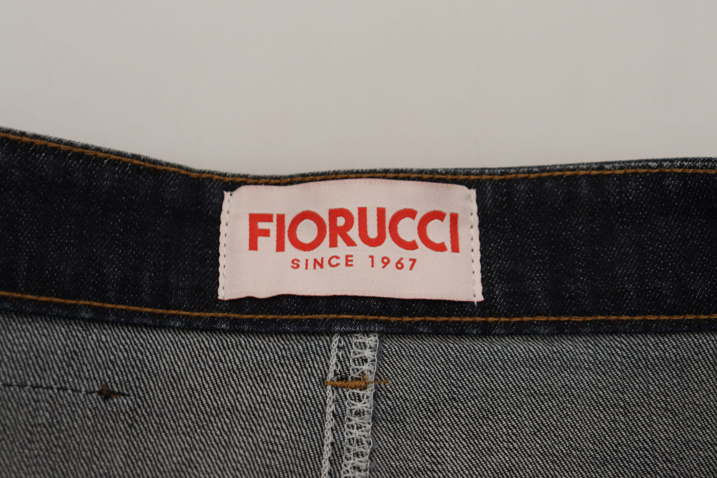 Fiorucci Dark Blue Washed Mid Waist Pencil Cut Denim Skirt