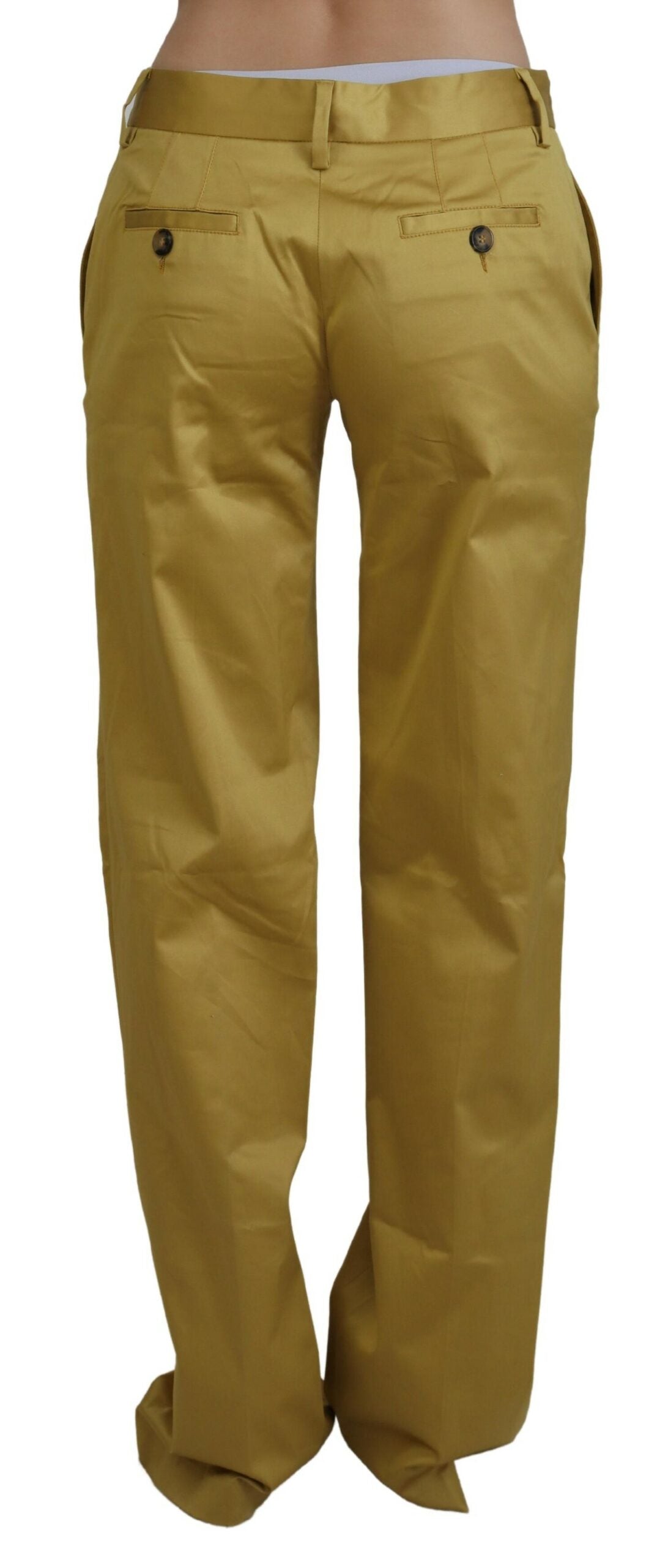 Just Cavalli Gold Cotton Mid Waist Women Pants