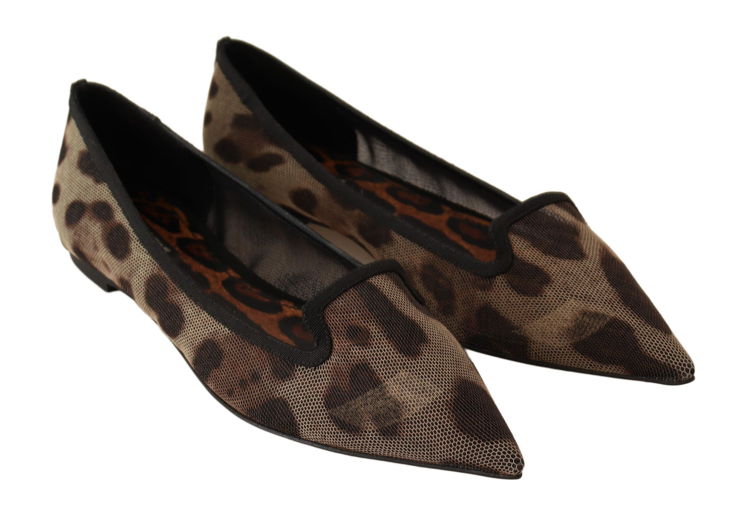 Dolce & Gabbana Brown Leopard Ballerina Flat Loafers Shoes