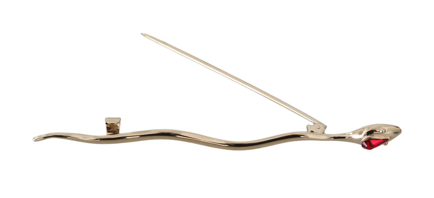 Dolce & Gabbana Silver Brass Crystal Spilla Serpente Brooch Pin