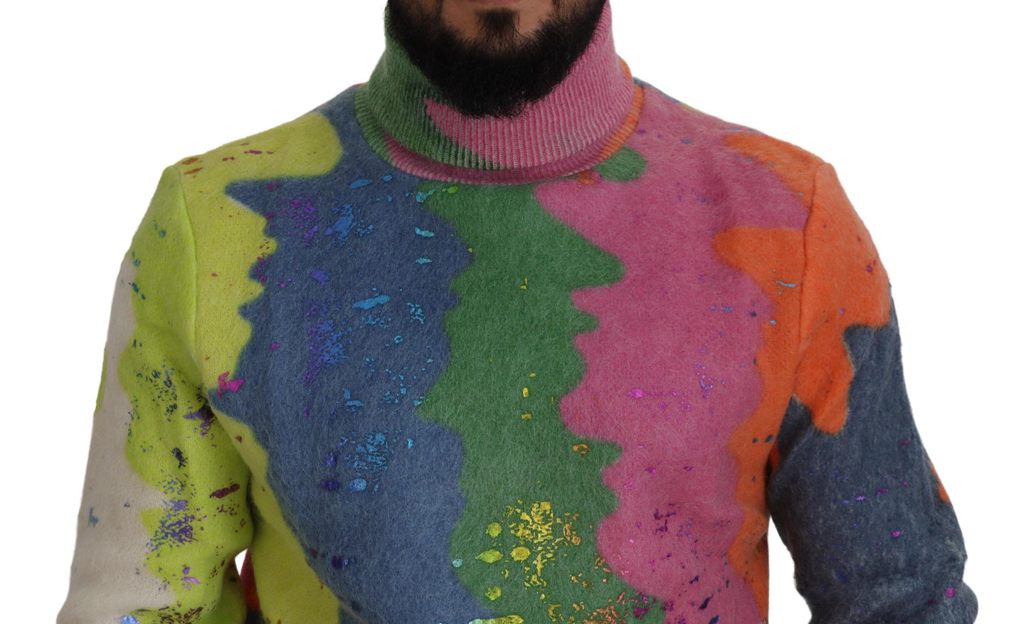 Dolce & Gabbana Multicolor Turtleneck Pullover Mohair Sweater