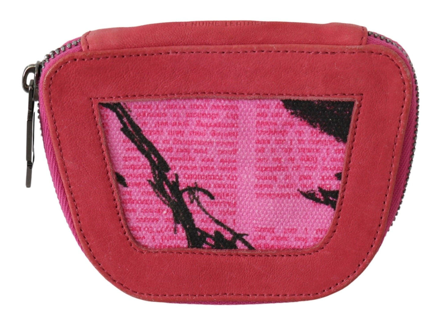 PINKO Pink Suede Printed Coin Holder Women Fabric Zippered Purse