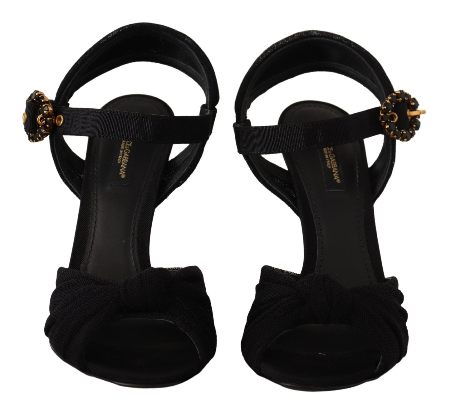 Dolce & Gabbana Black Tulle Stretch Ankle Buckle Strap Shoes