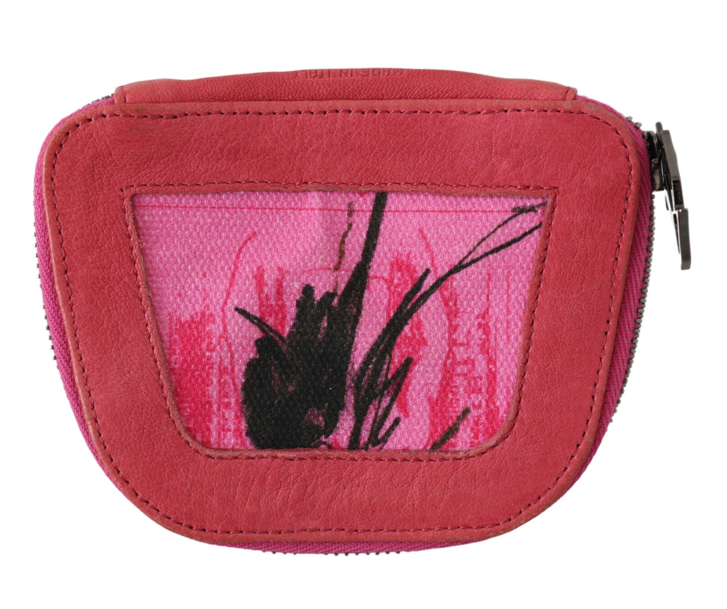 PINKO Pink Suede Printed Coin Holder Women Fabric Zippered Purse