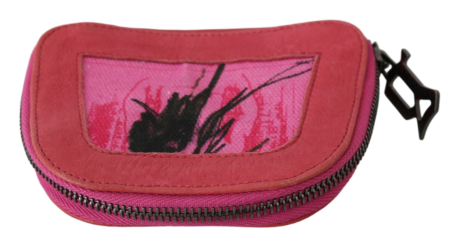 PINKO Pink Suede Printed Coin Holder Women Fabric Zippered Purse