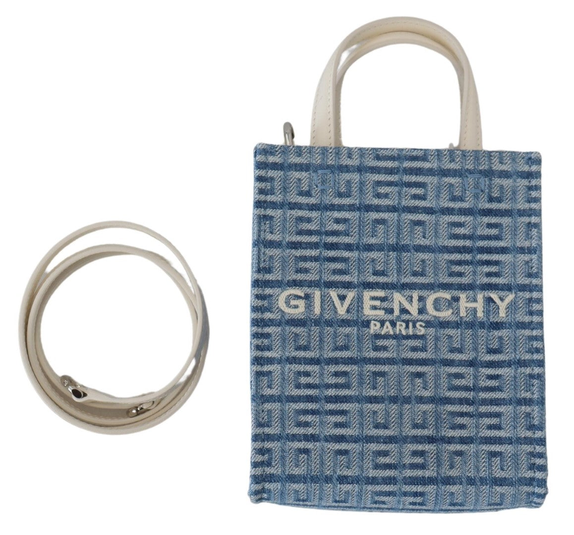 Givenchy Light Blue Coated Canvas Vertical Mini Shoulder Bag