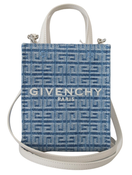 Givenchy Light Blue Coated Canvas Vertical Mini Shoulder Bag